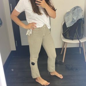 MOTHER The Mid Rise Dazzler Ankle Fray size 27 Tan